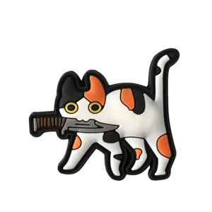 Schattige kaliko kat met mes PVC moraal patch tactische militaire rugzak badge