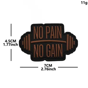 Parche moral bordado de fitness de gimnasio, insignia táctica negra de velcro 7x4.5cm.