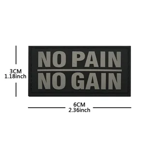 Parche táctico de gimnasio al aire libre negro insignia de velcro motivacional 6x3cm