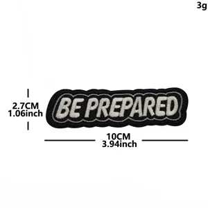 Embroidered morale patch with text motto, durable fabric badge for tactical backpack clothing.