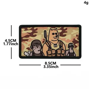 Tactische geborduurde morale patch met schattighond en kat militair cartoonontwerp, 8,5x4,5 cm.