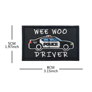 Αστυνομικό αυτοκίνητο κεντημένο patch WEE WOO οδηγού τακτικό ηθικό σήμα hook and loop