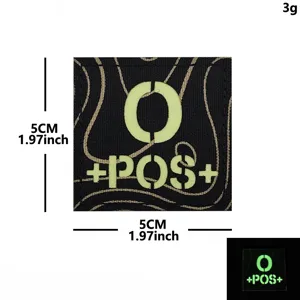 Parche fosforescente grupo sanguíneo O POS táctico velcro insignia militar de 5cm