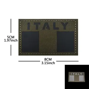 Parche táctico militar bandera de Italia insignia moral reflectante 5x8cm parche de velcro
