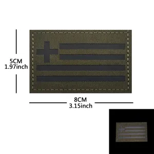 Parche moral táctico verde militar con cierre de velcro, diseño de bandera 8x5cm.