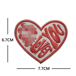 Herzförmiger gestickter Aufnäher Love You Stoffabzeichen DIY Zubehör 6.7x7.7cm