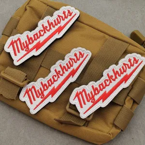 Funny tactical embroidered patch with Mybackhurts letter slogan, ideal for backpack decoration.