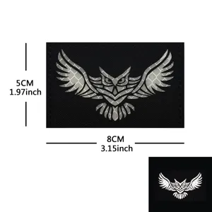 Tactical Owl Embroidery Patch Laser Cut Morale Badge Reflective Hook and Loop Patch 8x5cm