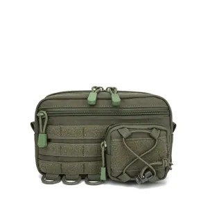Army green tactical EDC pouch MOLLE utility bag multi-functional outdoor storage pack.