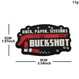 PVC tactical morale patch with shotgun design, durable rubber backpack badge, 9x5cm.
