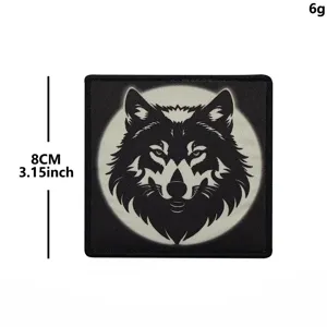 Tactical wolf head morale patch velcro embroidered badge with moon background 8cm