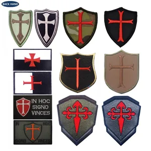 Toppa Morale Tattica Esterna Scudo Crociato Cavaliere Templare Distintivo Ricamato Gancio E Anello Toppa Militare