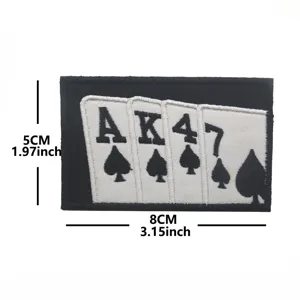 Parche Bordado Táctico Cartas de Juego AK47 Insignia Militar para Mochila Táctica