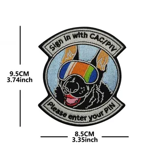 Toppa ricamata con cane militare e design CAC PIV, distintivo tattico per zaini e giacche.