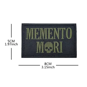 Military tactical embroidered patch Memento Mori skull badge morale patch for jacket backpack