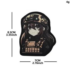 Taktisches Anime Mädchen Moral Patch militärisches Klett Abzeichen für Outdoor Ausrüstung 8.5x7cm