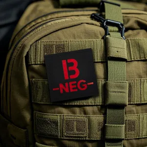Parche táctico de grupo sanguíneo 5cm cuadrado B NEG insignia militar para mochila ropa.