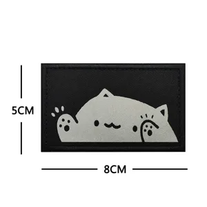 Lindo parche táctico de gato insignia bordada de PVC de tamaño 5x8cm para mochila.