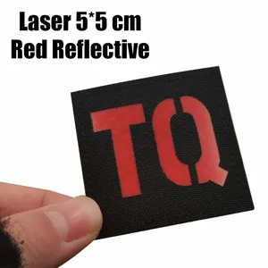 Square tactical reflective patch TQ red laser cut hook and loop badge for uniform gear