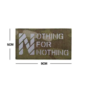 Camouflage tactical velcro patch with reflective lettering, durable outdoor morale badge size 9x5cm