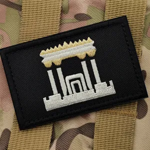 Embroidered tactical patch featuring Jerusalem coat of arms lion design for apparel.