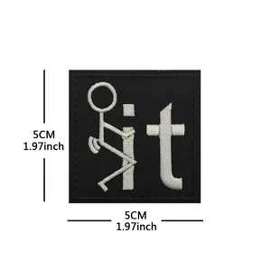 Funny stick figure embroidered patch tactical hook and loop badge 5cm novelty