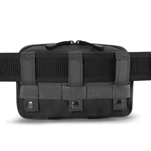 Bolsa táctica admin bolsa herramienta EDC MOLLE pouch modular vista de detalle en nylon negro.