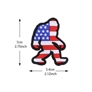 US Flag Bigfoot PVC Tactical Morale Patch Hook and Loop Military Badge 7x5.4cm New