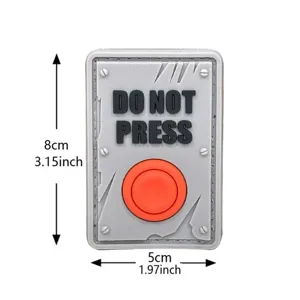 Parche moral de PVC con diseño de botón de advertencia DO NOT PRESS, insignia táctica 8x5cm