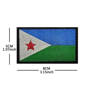 Djibouti flag embroidered patch tactical hook and loop badge for outdoor tactical backpacks.