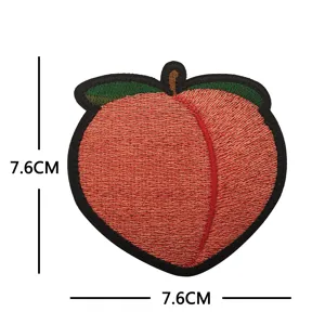 Cute Peach Embroidered Patch Working On My Peach Sew On Iron On Badge Applique For Bag Clothing DIY Decoration
