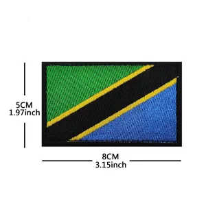 Tanzania national flag embroidered patch tactical hook and loop military morale badge.