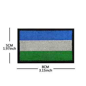 Blue white green tricolor embroidered patch tactical hook and loop military badge 8x5cm