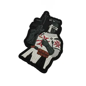 3D PVC Crusader Knight tactical morale patch with rifle and night vision gear.