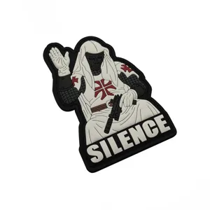 PVC tactical morale patch featuring Baldwin IV knight design with 3D rubber texture for backpacks.