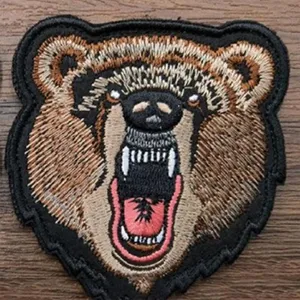 Toppa morale orso grizzly feroce ricamato distintivo tattico per abbigliamento e zaino