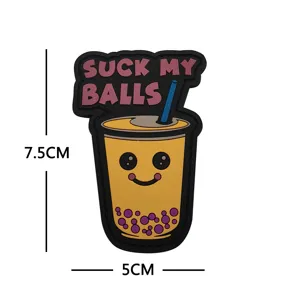 Lustiger Bubble Tea PVC Aufnäher mit Klettverschluss, coole Taktische Moral Patches.