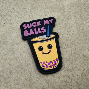 Lustiger Bubble Tea PVC Patch taktisches Moralabzeichen mit Spruch für Rucksack Deko