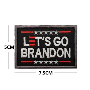 Écusson tactique brodé Let's Go Brandon, badge moral noir avec des étoiles et du texte.