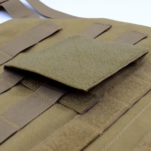 Close-up detail of tactical patch display panel with hook and loop surface for badges.