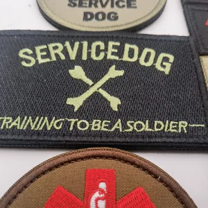 Service dog tactical embroidered morale patch hook and loop for pet harness backpack badge