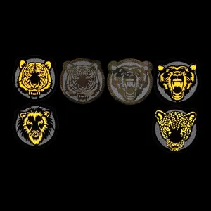Reflektierende Tier taktische Moral Patches, leuchtende Tiger Löwen Klettverschluss Abzeichen.