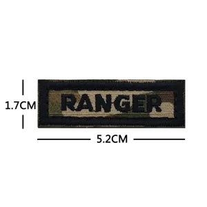 Military tactical embroidered patch with RANGER text, durable morale badge for apparel and gear.