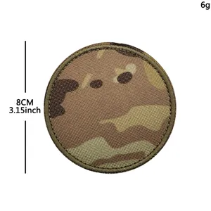 Round tactical camouflage patch hook and loop embroidered badge 8cm 3.15inch military morale