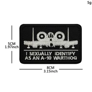 Patch morale tattico ricamato con design A-10 Warthog, divertente distintivo militare in velcro.