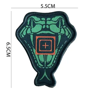 Detailed close-up of the Year of the Snake tactical embroidered patch with precise dimensions.