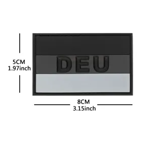 Toppa tattica militare in PVC DEU bandiera tedesca con gancio e anello per zaino e cappello.