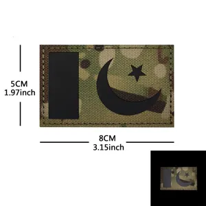 Laser cut reflective IR national flag tactical morale patch military velcro badge 5x8cm