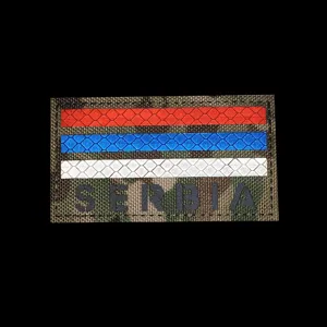 Tactische lasergesneden reflecterende IR Servië vlag morale patch voor uitrusting.