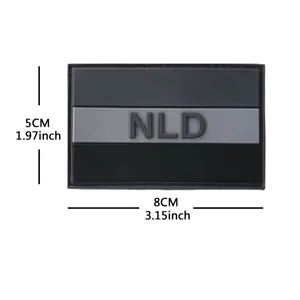 Toppa in gomma PVC con testo NLD, distintivo tattico in velcro per borse e cappelli, 8x5cm